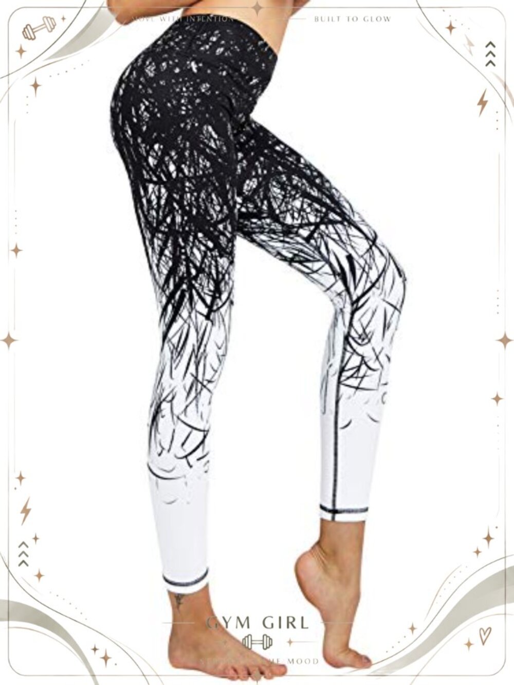 Women's Yoga Pants Printed Running Tights Tummy Control Workout Leggings
